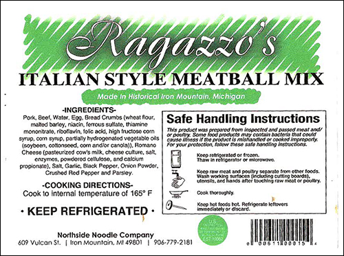 Northside Noodle Company Recalls Meatball Products Due To Misbranding and Undeclared Allergens